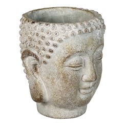 Clayre & Eef Planter Buddha 12x11x13 cm Grey Stone Round