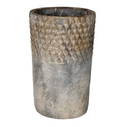 Clayre & Eef Bloempot  Ø 14x23 cm Grijs Steen Rond