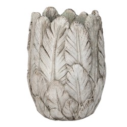 Clayre & Eef Pot de fleurs Ø 15x21 cm Gris Pierre Rond Plumes