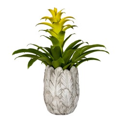 Clayre & Eef Planter Ø 15x21 cm Grey Stone Round Feathers