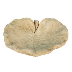 Clayre & Eef Vaschetta per l'alimentazione degli uccelli Foglia 22x22x6 cm Beige Pietra Ovale