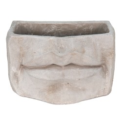 Clayre & Eef Bloempot Mond 21x13x14 cm Grijs Steen