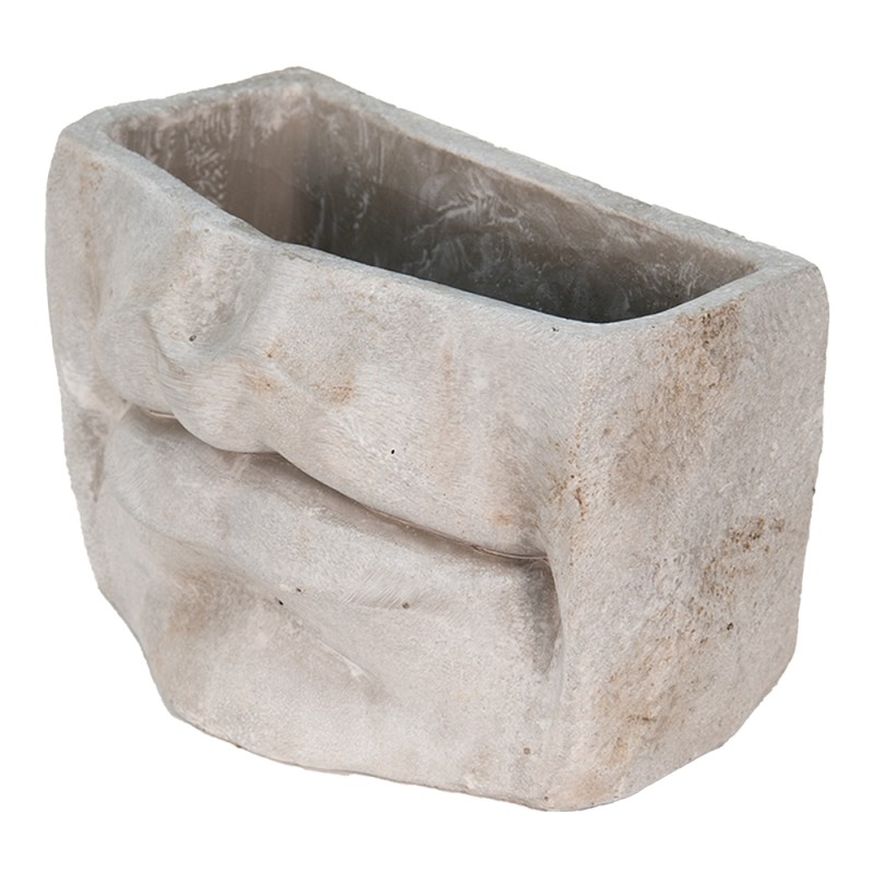 Clayre & Eef Bloempot Mond 21x13x14 cm Grijs Steen