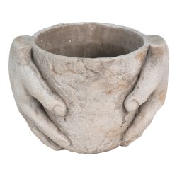 Clayre & Eef Bloempot  21x16x15 cm Grijs Steen Handen