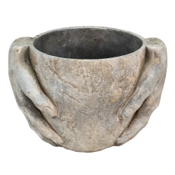 Clayre & Eef Bloempot  28x21x19 cm Grijs Steen Handen