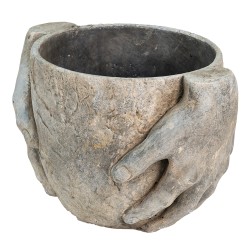 Clayre & Eef Bloempot  28x21x19 cm Grijs Steen Handen