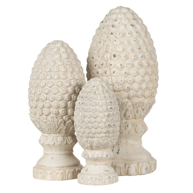 Clayre & Eef Figurine Pinecone Ø 10x23 cm Beige Stone