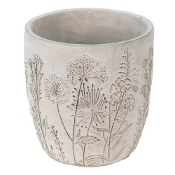 Clayre & Eef Bloempot  Ø 20x21 cm Grijs Beige Steen Bloemen