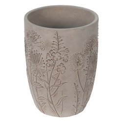 Clayre & Eef Bloempot  Ø 18x25 cm Grijs Beige Steen Bloemen