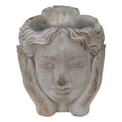 Clayre & Eef Planter Head 14x16x17 cm Grey Stone Hands