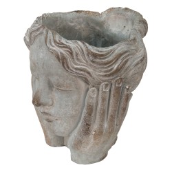 Clayre & Eef Planter Head 14x16x17 cm Grey Stone Hands