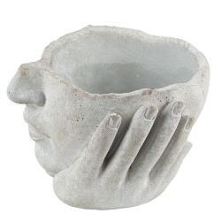 Clayre & Eef Blumentopf Kopf Ø 11x11 cm Grau Stein