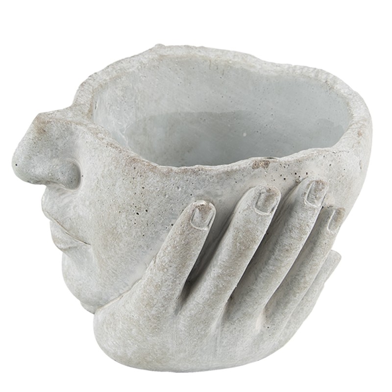 Clayre & Eef Planter Head Ø 11x11 cm Grey Stone