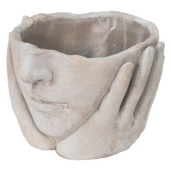 Clayre & Eef Pot de fleurs Tête Ø 15x13 cm Beige Pierre