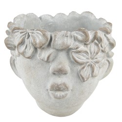 Clayre & Eef Bloempot Hoofd 12x10 cm Grijs Steen