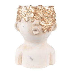 Clayre & Eef Planter Head 16x16x25 cm Gold colored Stone