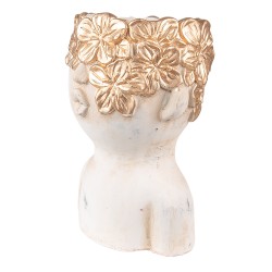 Clayre & Eef Planter Head 16x16x25 cm Gold colored Stone