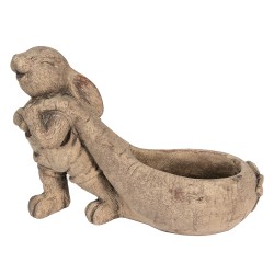 Clayre & Eef Planter Rabbit 28x11x20 cm Brown Stone