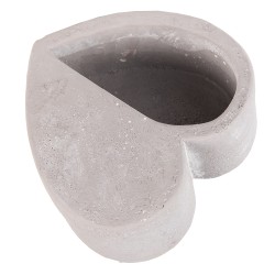 Clayre & Eef Bloempot Hart 13x13x6 cm Grijs Steen