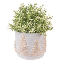 Clayre & Eef Planter Ø 15x12 cm Grey Gold colored Stone Pine Trees