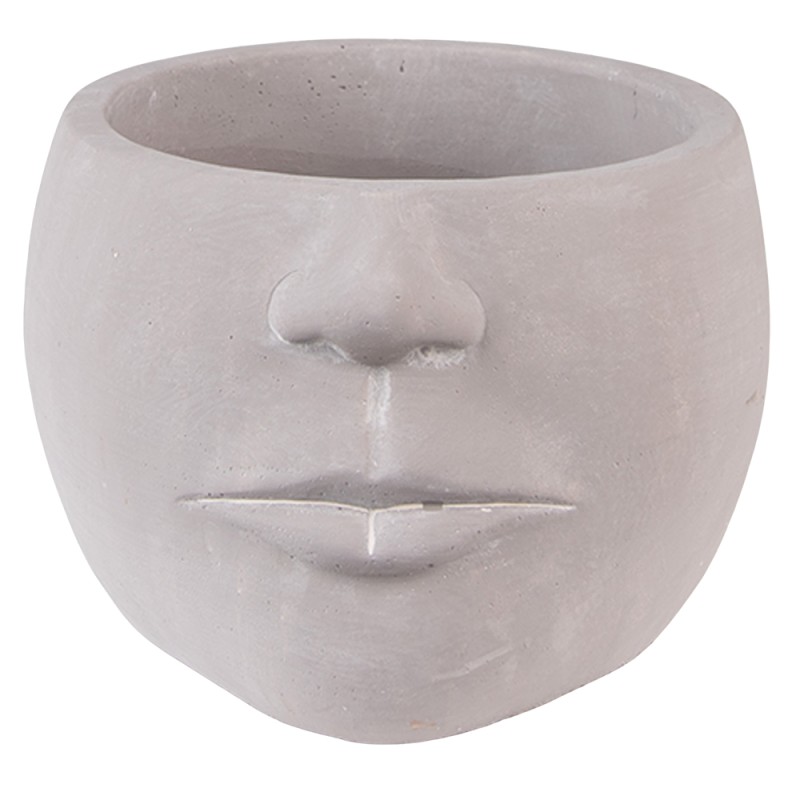 Clayre & Eef Pot de fleurs Visage 17x15x10 cm Gris Pierre