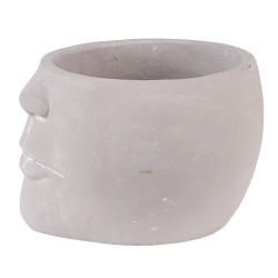 Clayre & Eef Bloempot Gezicht 17x15x10 cm Grijs Steen