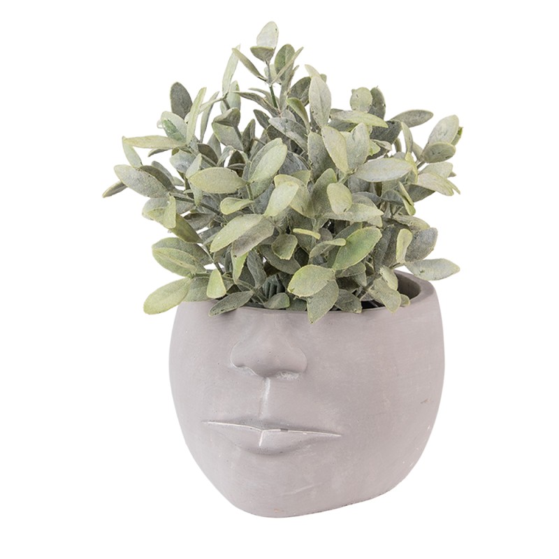 Clayre & Eef Pot de fleurs Visage 17x15x10 cm Gris Pierre