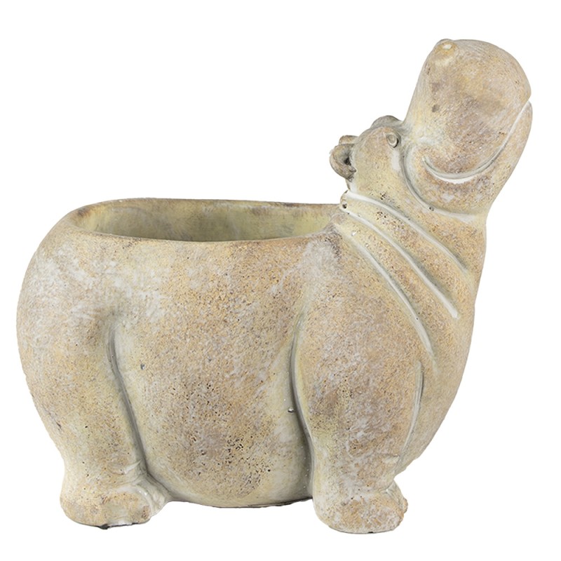 Clayre & Eef Planter Hippopotamus 22x13x20 cm Beige Stone