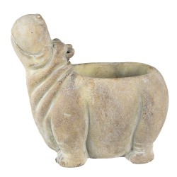 Clayre & Eef Planter Hippopotamus 22x13x20 cm Beige Stone