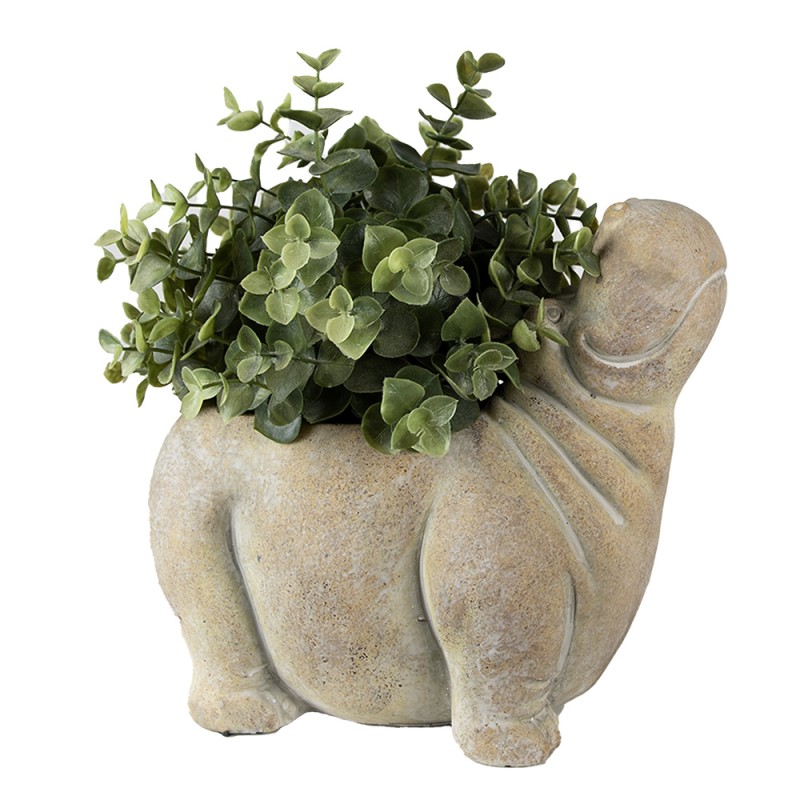 Clayre & Eef Planter Hippopotamus 22x13x20 cm Beige Stone