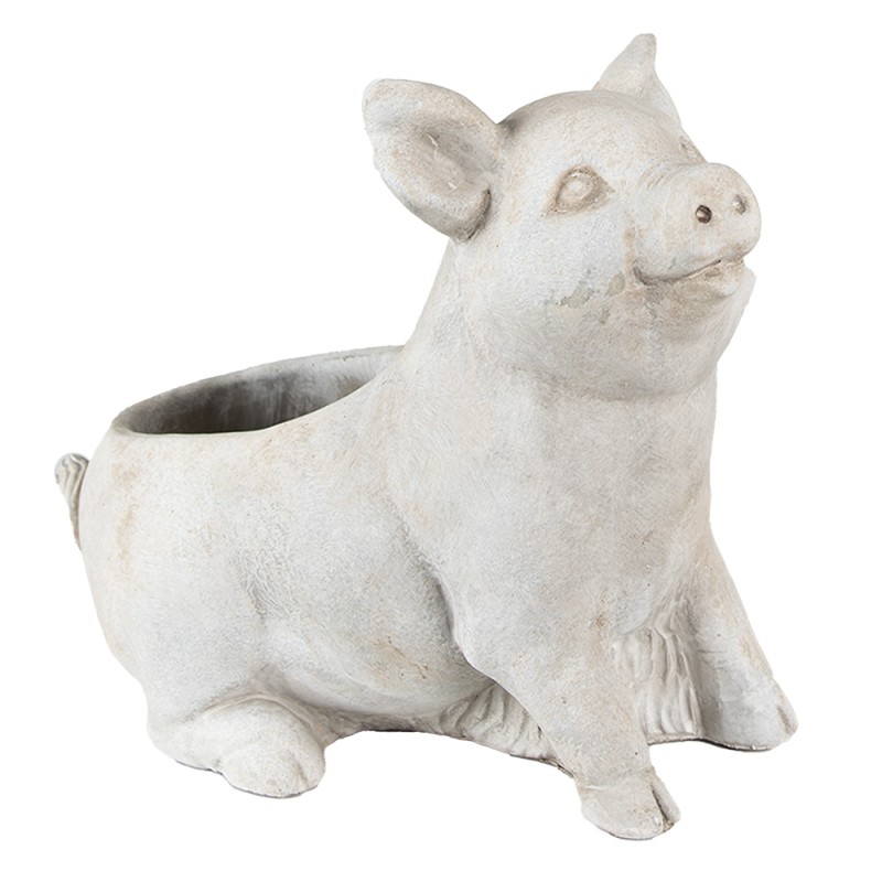 Clayre & Eef Pot de fleurs Cochon 24x13x20 cm Gris Pierre