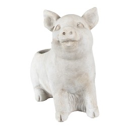 Clayre & Eef Blumentopf Schwein 24x13x20 cm Grau Stein