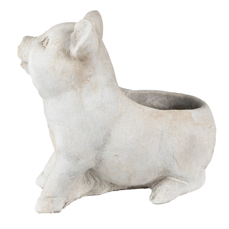 Clayre & Eef Pot de fleurs Cochon 24x13x20 cm Gris Pierre