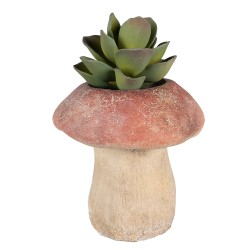 Clayre & Eef Blumentopf Pilz Ø 21x23 cm Braun Rot Stein