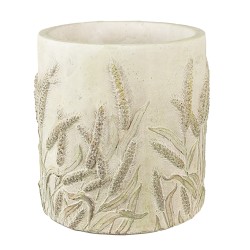 Clayre & Eef Pot de fleurs Ø 21x21 cm Beige Vert Pierre Tiges de blé