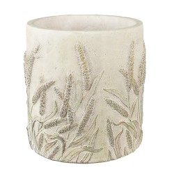 Clayre & Eef Pot de fleurs Ø 17x17 cm Beige Vert Pierre Tiges de blé