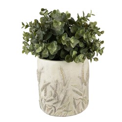 Clayre & Eef Bloempot  Ø 17x17 cm Beige Groen Steen Korenhalmen