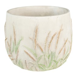 Clayre & Eef Bloempot  Ø 23x18 cm Beige Groen Steen Korenhalmen