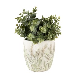 Clayre & Eef Planter Ø 13x13 cm Beige Green Stone Cornstalks