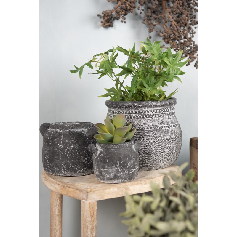 Clayre & Eef Blumentopf Ø 21x19 cm Grau Stein Rund