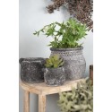 Clayre & Eef Bloempot  13x11x9 cm Grijs Steen Rond