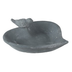 Clayre & Eef Vaschetta per l'alimentazione degli uccelli Cuore 26x26x10 cm Grigio Pietra