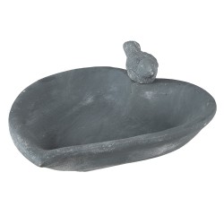 Clayre & Eef Vaschetta per l'alimentazione degli uccelli Cuore 26x26x10 cm Grigio Pietra