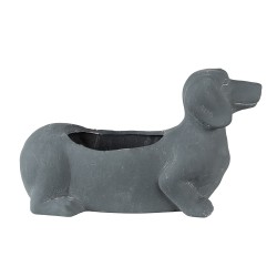 Clayre & Eef Fioriera per interni Cane 30x12x16 cm Grigio Pietra