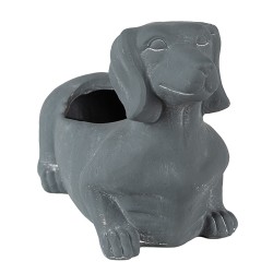 Clayre & Eef Bloempot Binnen Hond 30x12x16 cm Grijs Steen