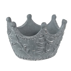 Clayre & Eef Pot de fleurs d'intérieur Couronne 18x17x12 cm Gris Pierre