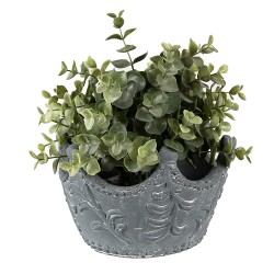 Clayre & Eef Bloempot Binnen Kroon 18x17x12 cm Grijs Steen