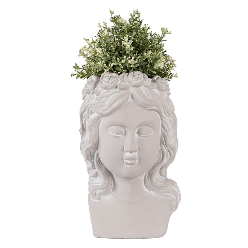 Clayre & Eef Planter Head 20x17x30 cm Grey Stone