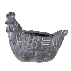 Clayre & Eef Fioriera Pollo 29x17x23 cm Grigio Pietra