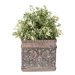 Clayre & Eef Bloempot  13x13x12 cm Bruin Groen Steen Vierkant